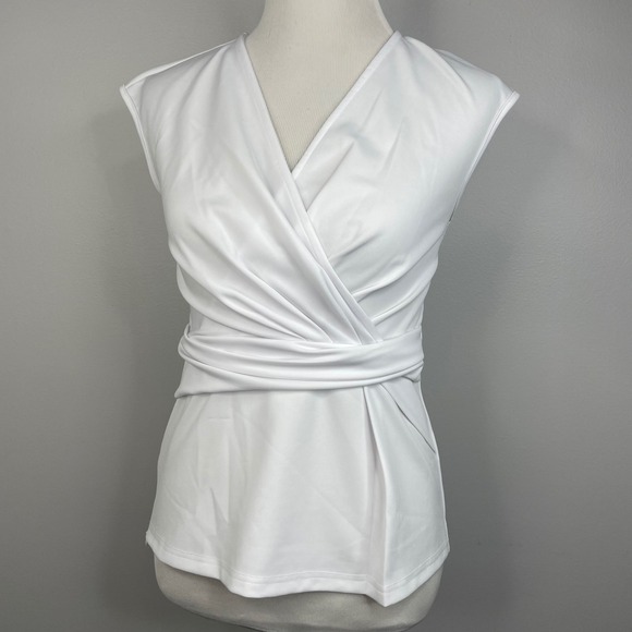 Grace Karin Tops - Grace Karin NWT Womens White Sleeveless Wrap V-Neck Blouse Top Side Zip Size S